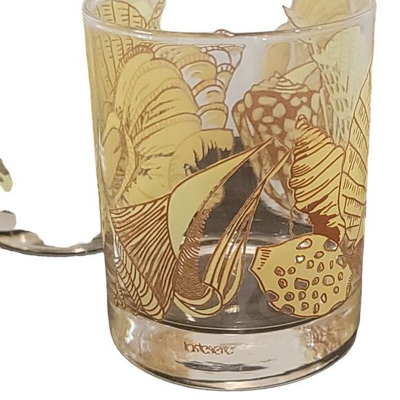 VTG Taste Setters Seashell Glassware Old Fashion Set of 5 Beach Low Ball Glasses - Picture 3 of 8